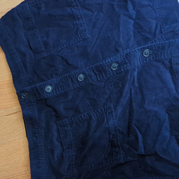 Gap Navy blue suede strips mini skirt with front pockets and buttons - Picture 2 of 6